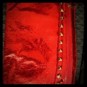 Red studded purse